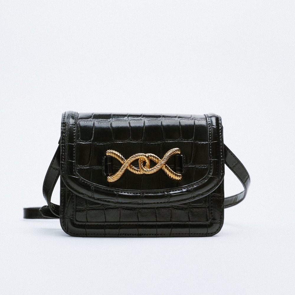 BUCKLE DETAIL ANIMAL PRINT CROSSBODY BAG